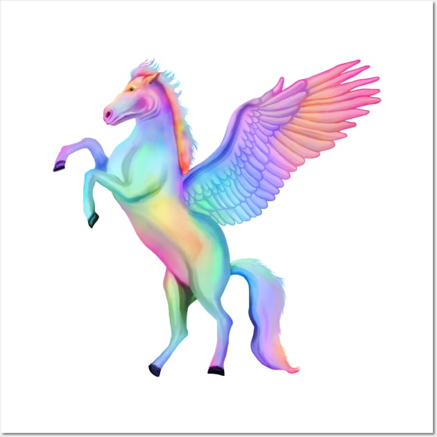 Magical Rainbow Winged Pegasus Horse Wall Art by Art by Deborah Camp